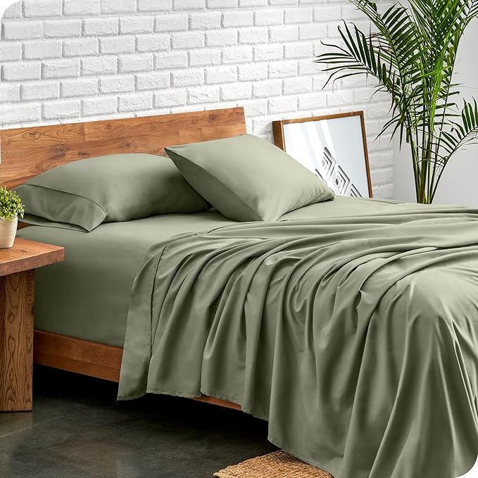Bare Home King Sheet Set - Luxury 1800 Ultra-Soft Microfiber King Bed Sheets - Double Brushed - Deep Pockets - Easy Fit - 4 Piece Set - Bedding Sheets & Pillowcases (King, Sage)