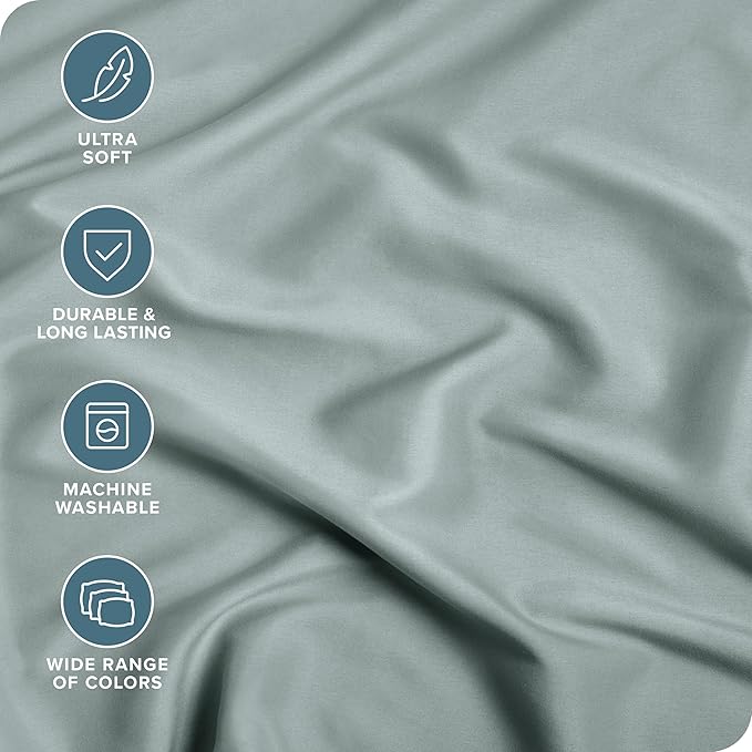 Bare Home Fitted Bottom Sheet Queen Size - Premium 1800 Microfiber - Ultra-Soft Hotel Luxury - Deep Pocket - Durable and Long Lasting (Queen, Sea Spray)