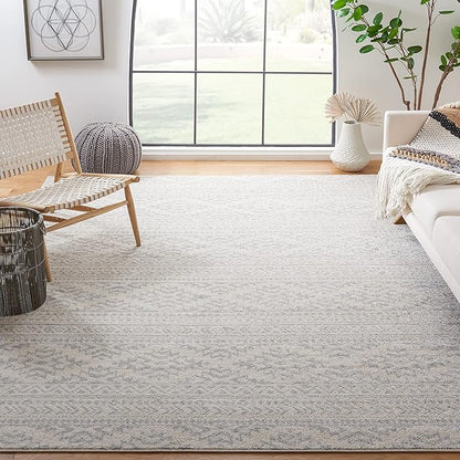 SAFAVIEH Tulum Collection Area Rug - 10' Square, Ivory & Light Grey, Moroccan Boho Tribal Design, Non-Shedding & Easy to Clean, Ideal for Living Room, Bedroom, Dining Space (TUL272G)
