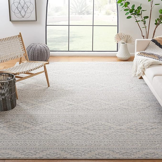 SAFAVIEH Area Rug 12x15 - Tulum Collection - Large - Ivory & Light Grey, Moroccan Boho Tribal Design, Non-Shedding & Easy to Clean, Ideal for Living Room, Bedroom, Dining Space (TUL272G)