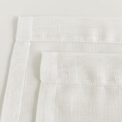 Sheer Curtains Faux Linen Semi Voile Light Filtering Drapes Pair for Bedroom Living Room, Set of 2 Grommet Top Window Curtain Panels (Each 54 x 95 Inch, Off White)