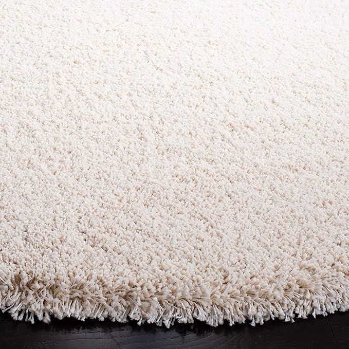 SAFAVIEH Milan Shag Collection Area Rug - 3' Round, Ivory, Solid Design, Non-Shedding & Easy Care, 2-inch Thick Ideal for High Traffic Areas in Living Room, Bedroom (SG180-1212)