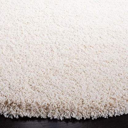 SAFAVIEH Milan Shag Collection Area Rug - 3' Round, Ivory, Solid Design, Non-Shedding & Easy Care, 2-inch Thick Ideal for High Traffic Areas in Living Room, Bedroom (SG180-1212)