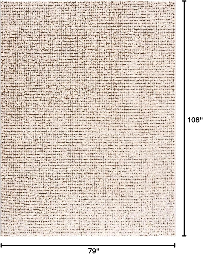 Hauteloom Keita Contemporary Mosaic Area Rug - High Pile Fluffy Soft Shag Carpet for Living Room, Bedroom - Cream, Brown - 6'7" x 9' (6x9)
