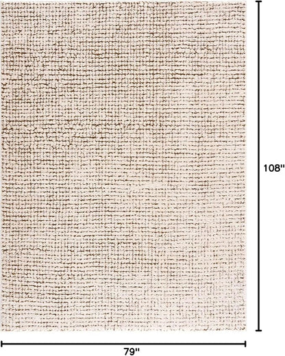 Hauteloom Keita Contemporary Mosaic Area Rug - High Pile Fluffy Soft Shag Carpet for Living Room, Bedroom - Cream, Brown - 6'7" x 9' (6x9)