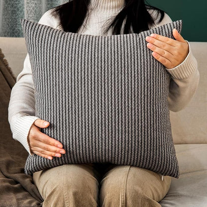 Tweed Throw Pillow Covers Woolen-Style Fabric Square Pillow Cases for Farmhouse Cushion Case and Home Sofa Couch Decor Pack of 2,18x18 Inch Senior Gray Striped