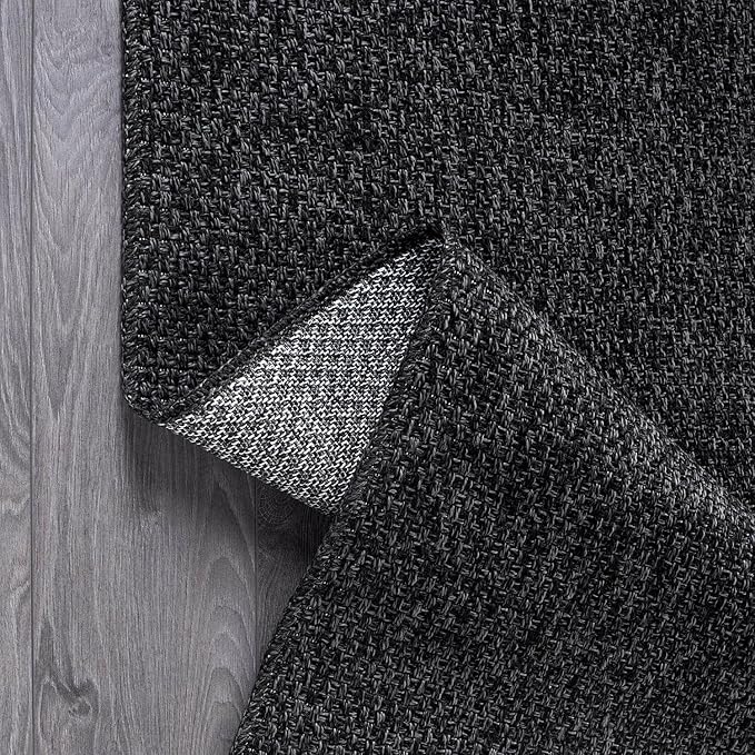 Easy Jute Door Mat 2x3 Indoor Outdoor Natural Rugs Solid Fiber Rug Woven Area Rug Boho Easy Clean Inside Carpet for Living Room Bedroom Dining Room Hallway or Outdoor Patio Porch (2 X 3 Dark Grey)