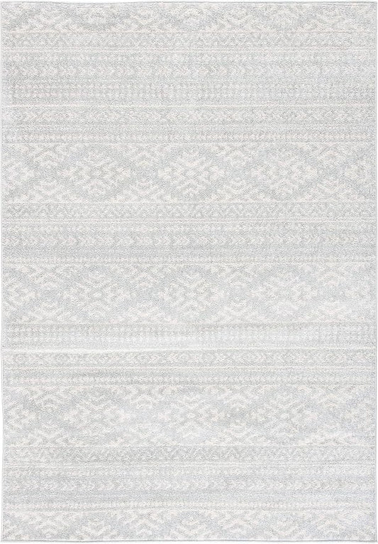 SAFAVIEH Tulum Collection Accent Rug - 2' x 5', Light Grey & Ivory, Moroccan Boho Tribal Design, Non-Shedding & Easy to Clean, Ideal for Front Door, Kitchen, Entryway, Foyer (TUL272F)