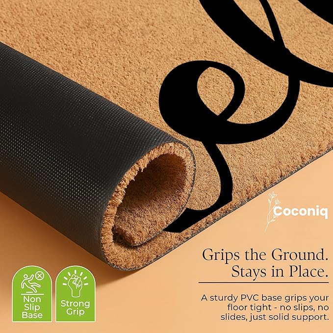 Coir Door Mats 17" X 30", Non-Slip Sturdy, PVC Backed Heavy Duty, Easy to Clean, Ideal for Door Entrance, Patio, Porch, Backyard, Garages, Drop-in to say a Hello!