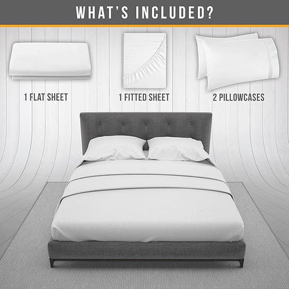 Full Size Bed Sheets Cooling - Luxury Hotel Sheet Set - Soft Sheets with Elastic Corner Straps - Deep Pocket Microfiber Bedsheets - Bedding Sheet & Pillowcases - 4 PC (Full Size, White)
