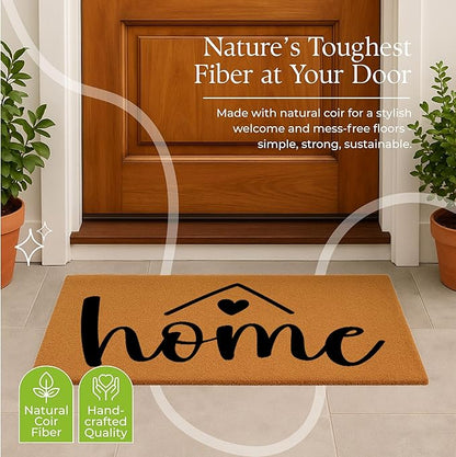 Coir Door Mats 17" X 30", Non-Slip Sturdy, PVC Backed Heavy Duty, Easy to Clean, Ideal for Door Entrance, Patio, Porch, Backyard, Garages, A Home Made of Love