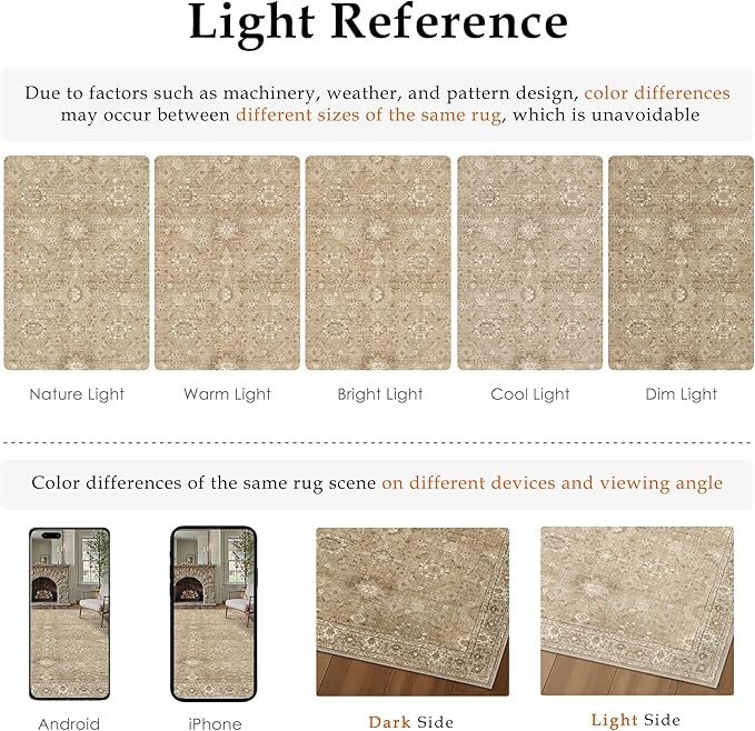 2x6 Brown Runner Rug Hallway Non Slip Kitchen Vintage Distressed Long Carpet Indoor Machine Washable Traditional Floral Bedroom Accent Throw Rug for Office Laundry Bathroom Dining Living Room