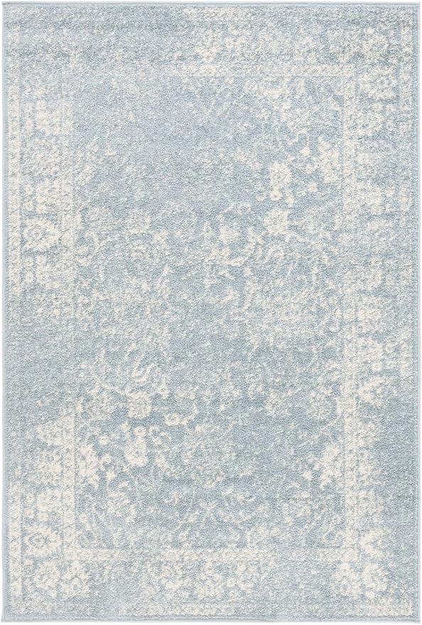 SAFAVIEH Area Rug 4x6 - Adirondack Collection - Slate & Ivory, Distressed Vintage Floral Design, Non-Shedding & Easy to Clean, Ideal for Living Room, Bedroom, Dining Space (ADR109T)