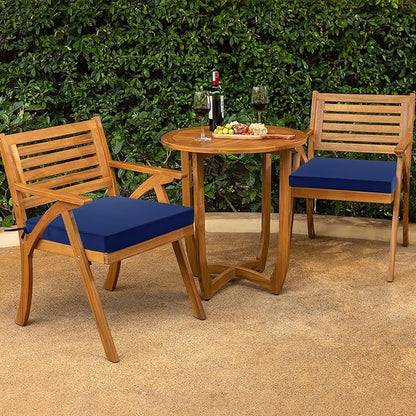 Outdoor Chair Cushions Set of 2: Waterproof & Color Fastness Seat Cushion for Patio Furniture - 22 x 22 x 3 Inch Chair Pads with Ties and Hidden Zipper - Patio Chair Cushion Replacement, Navy