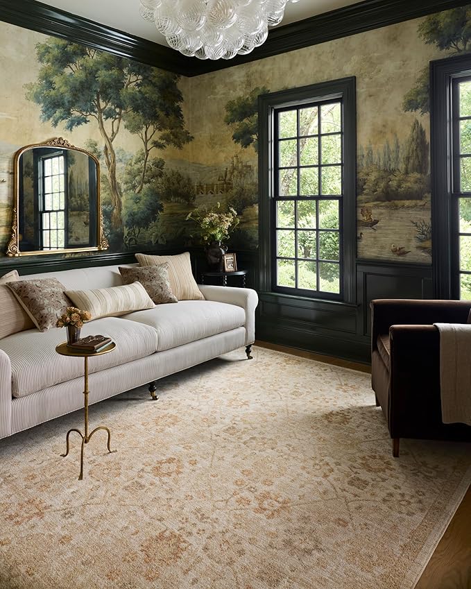 Loloi Chris Loves Julia Palma Collection PLM-04 Natural/Spice 9'-6" x 13'-1" Area Rug Vintage Style Boho Living Room Bedroom Carpet