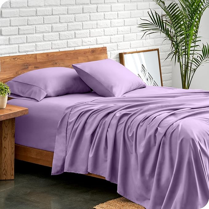 Bare Home Twin Sheet Set - 1800 Ultra-Soft Microfiber Twin Bed Sheets - Double Brushed - Deep Pockets - Easy Fit - Extra Soft - 3 Piece Set - Bedding Sheets & Pillowcases (Twin, Lavender)