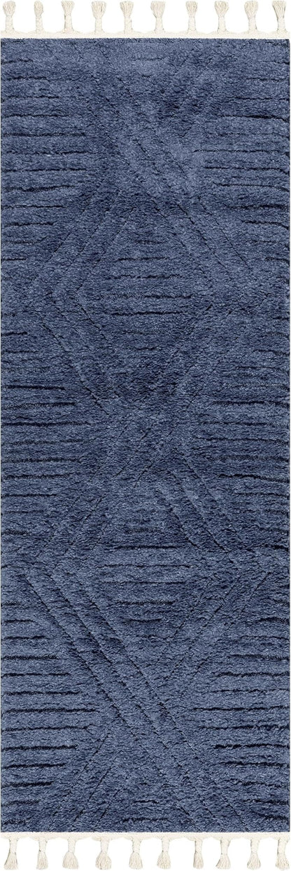 nuLOOM Risette Blue, 2'7" x 8', Geometric, Soft and Textured, High Traffic, Stain Resistant, Easy Clean, Durable Runner for Bedroom, Living Room, Dining Space, Den, Foyer, Entryway