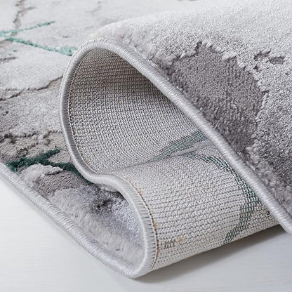 SAFAVIEH Craft Collection Area Rug - 4' Round, Grey & Green, Modern Abstract Design, Non-Shedding & Easy Care, Ideal for High Traffic Areas in Living Room, Bedroom (CFT877Y)