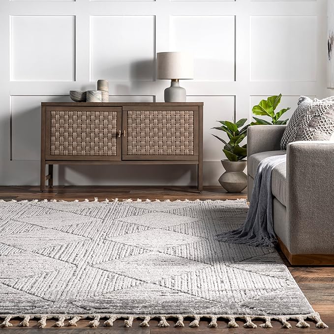 nuLOOM Kerry Light Grey, 4' x 6', Geometric, Soft and Cozy, High Traffic, Stain Resistant, Easy Clean, Durable Area Rug for Bedroom, Living Room, Dining Space, Den, Foyer, Entryway