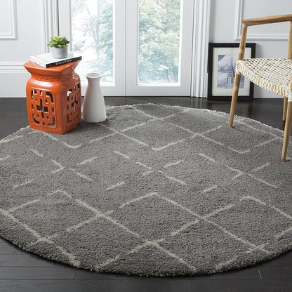 SAFAVIEH Arizona Shag Collection Area Rug - 3'2" x 5', Ivory & Beige, Moroccan Boho Design, Non-Shedding & Easy to Clean, Ideal for Living Room, Bedroom, Dining Space (ASG743A)