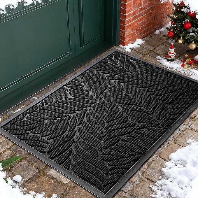 Yimobra 36x24 Large Door Mat Outdoor Indoor, All-Season Waterproof Door Mat Outside Entrance, All-Weather Non-Slip Outside Doormat for Garage Patio Entryway, Black