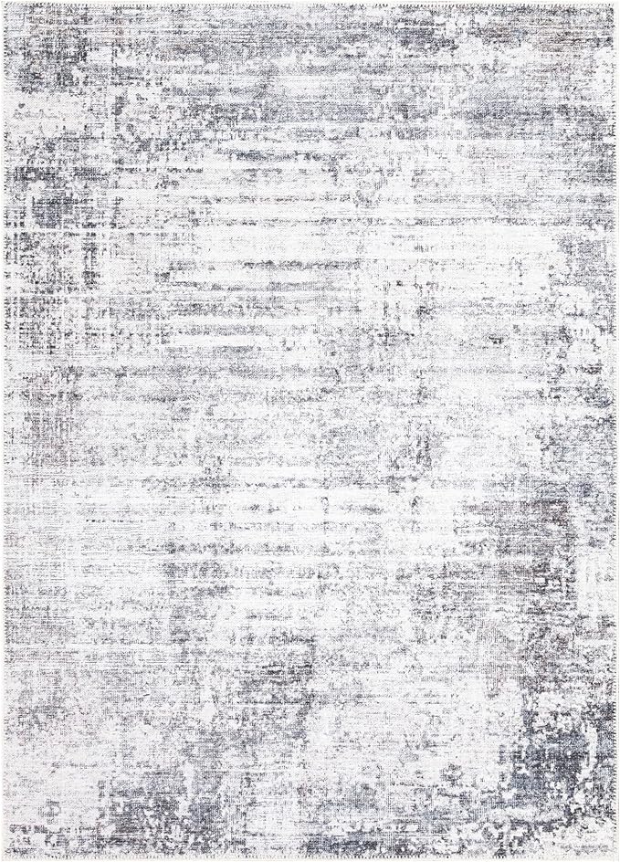 Bloom Rugs Washable Non-Slip 2' x 3' Rug - Gray/Charcoal/Blue Modern Abstract Area Rug for Living Room, Bedroom, Dining Room, and Kitchen - Exact Size: 2' x 3'