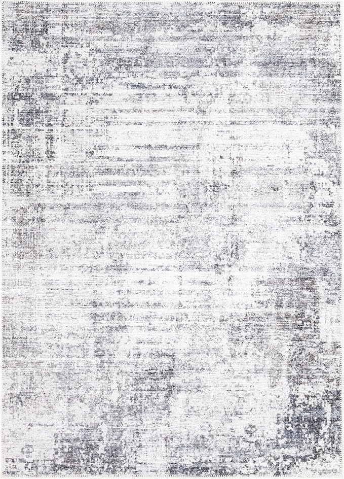 Bloom Rugs Washable Non-Slip 6' x 9' Rug - Gray/Charcoal/Blue Modern Abstract Area Rug for Living Room, Bedroom, Dining Room, and Kitchen - Exact Size: 6' x 9'