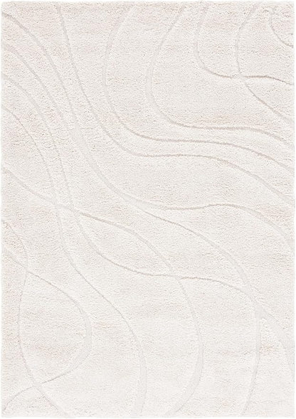 SAFAVIEH Florida Shag Collection Area Rug - 2' x 3', Creme/Creme, Geometric Design, Plush 1.2 Inch Thick Ideal for High Traffic Areas in Living Room, Bedroom, Dining (SG471-1111)