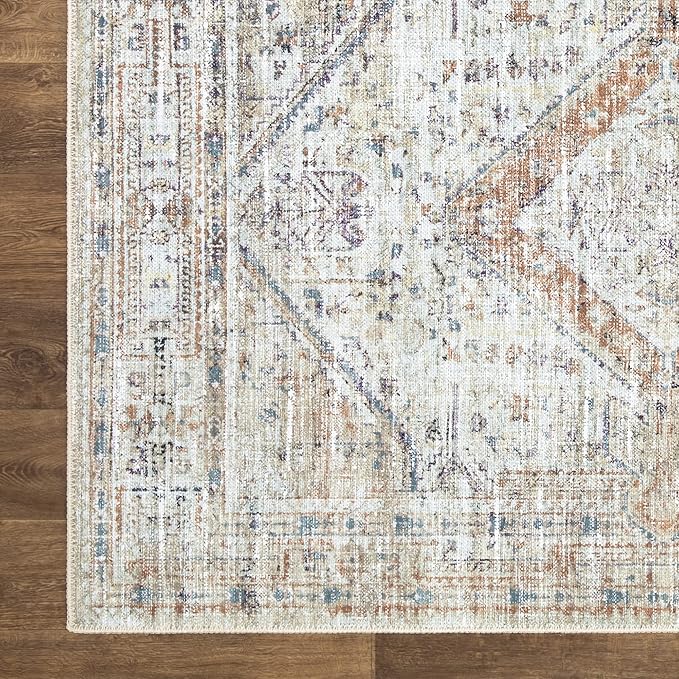 Bloom Rugs Washable Non-Slip 12 ft Runner - Peach/Beige Traditional Runner for Entryway, Hallway, Bathroom, and Kitchen - Exact Size: 2.5' x 12'