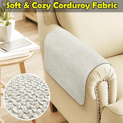 Couch Arm Covers, Waterproof Armrest Cover for Sofa, Armchair, Loveseat, Non-Slip Recliner Arm Cover, Sofa Arm Covers, Headrest Covers, Arm Chair Covers Set of 2 (Cream White, 24"×20")