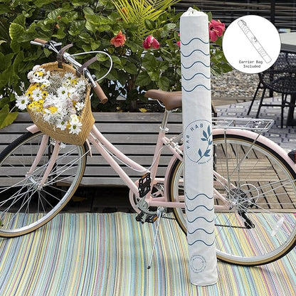 Fab Habitat Outdoor Rug - Waterproof, Fade Resistant, Crease-Free - Premium Recycled Plastic - Striped - Patio, Deck, Porch, Balcony, Laundry Room - Cancun - Candy - 4 x 6 ft