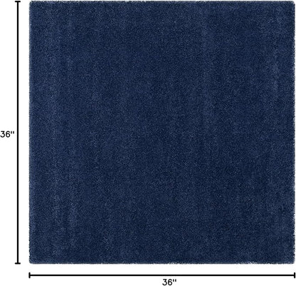 SAFAVIEH Milan Shag Collection 3' Square Navy SG180 Solid Non-Shedding Living Room Bedroom Dining Room Entryway Plush 2-inch Thick Area Rug