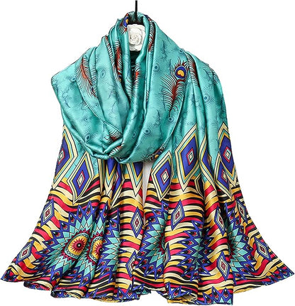 Fashion Scarves Scarf 100% Silk Feeling Scarf Silk Like Scarves Long Lightweight Sunscreen Shawls for Women