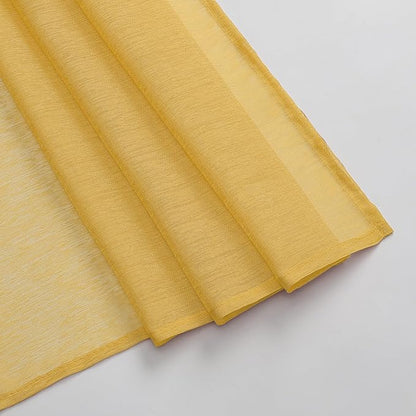 DONREN Amber Yellow Sheer Curtains Sheer Curtains Scarf Home Decoration - Semi Voile Scarf Valance for Wedding (1 Pack,W 52 x L 144 Inch)