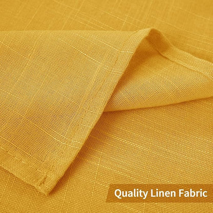 MIULEE Natural Linen Sheer Window Curtains - Elegant Mustard Yellow Fall Drapes Grommet Top Voile Panels Linen Textured Panels for Bedroom Living Room (52X96 Inch)