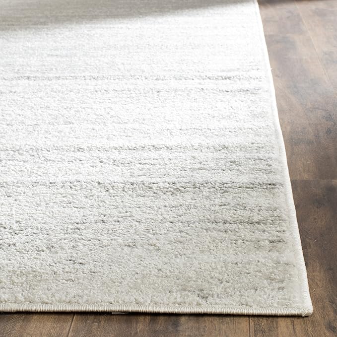 SAFAVIEH Adirondack Collection Area Rug - 9' Square, Ivory & Silver, Modern Ombre Design, Non Shedding & Easy to Clean, Ideal for Living Room, Bedroom, Office, Dining Space (ADR113B)