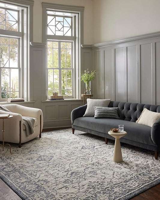 Loloi Magnolia Home by Joanna Gaines Gigi Collection GIG-02 Ivory/Blue 2'-7" x 7'-6" Runner Rug