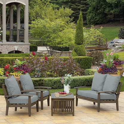 Arden Outdoor Deep Seat Cushion Set, 22 in x 24 in, Weather-Proof, Rain-Proof, Fade Resistant Patio Cushion Stone Grey Leala