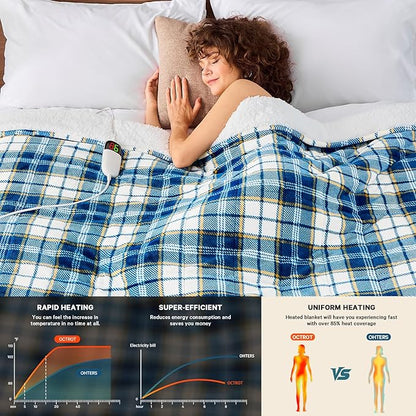 Heated Weighted Blanket for Adults 20Lbs Queen Size - 60"x80", 2-in-1 Electric Heating Pad Lap Heavy Blanket for 190-210lbs for Bed, 10 Heat Level 1-8H Auto Off, Christmas Birthday Gifts For Women Mom