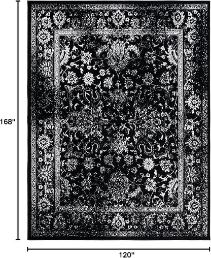 SAFAVIEH Area Rug 10x14 - Adirondack Collection - Large - Black & Ivory, Distressed Vintage Floral Design, Non-Shedding & Easy to Clean, Ideal for Living Room, Bedroom, Dining (ADR109Z)