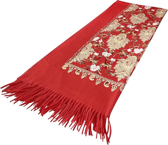 Urban CoCo Women's Embroidered Tassel Long Shawl Oversize Scarf Wraps for Women