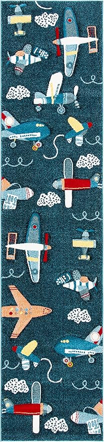 Safavieh Carousel Kids Collection Runner Rug - 2' x 8', Navy & Ivory, Non-Shedding & Easy Care, Ideal for High Traffic Areas for Boys & Girls in Playroom, Nursery, Bedroom (CRK167N)