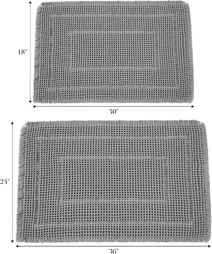 Bath Matts,Upgraded Waffle Super Absorbent Bath Mat,Bathroom Rugs Non Slip Washable, Quick Dry Shower Mats, Ultra Soft Bath Mats for Bath Floor,Grey,24"*36"