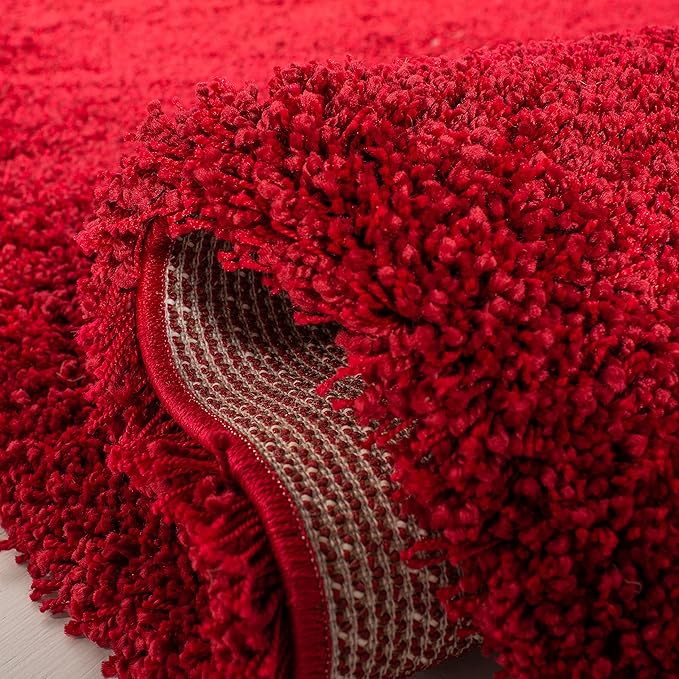SAFAVIEH Milan Shag Collection Runner Rug - 2' x 12', Red, Solid Design, Non-Shedding & Easy Care, 2-inch Thick Ideal for High Traffic Areas in Living Room, Bedroom (SG180-4040)
