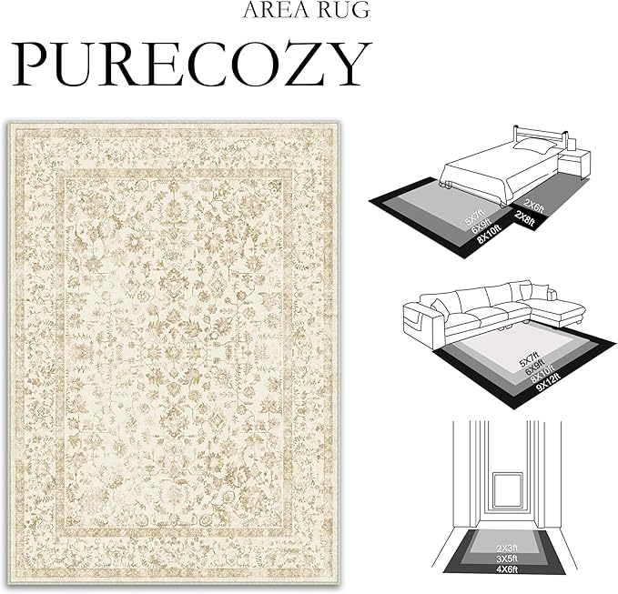 4x6 Brown Area Rug Non Slip Vintage Office Entryway Rug Distressed Machine Washable Kitchen Carpet Traditional Retro Floral Accent Throw Door Mat for Bedroom Bathroom Dining Living Room