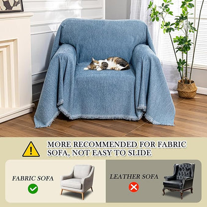MEETSKY Oversized Chair Cover Washable Single Sofa Covers Recliner Covers Thick Sofa Throw Cover for Pets Dogs, Sofa Slipcovers Furniture Covers Modern Style for Living Room Decoration, 71"x 91", Blue