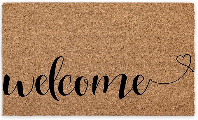 Coir Door Mats 17" X 30", Non-Slip Sturdy, PVC Backed Heavy Duty, Easy to Clean, Ideal for Door Entrance, Patio, Porch, Backyard, Garages, Welcome with Love