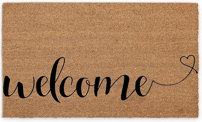 Coir Door Mats 17" X 30", Non-Slip Sturdy, PVC Backed Heavy Duty, Easy to Clean, Ideal for Door Entrance, Patio, Porch, Backyard, Garages, Welcome with Love
