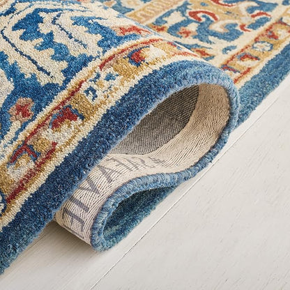 SAFAVIEH Antiquity Collection Runner Rug - 2'3" x 20', Dark Blue & Multi, Handmade Wool, Traditional Oriental Design, Ideal for The Living Room, Bedroom, Dining Room (AT64B-220)