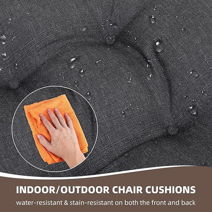 RACE LEAF 4 Pack Patio Chair Cushions 19x19 Inch, Thickened Waterproof Cushions with Stain Resistant Cover and Non-Slip Ties for Patio Furniture (Gray)